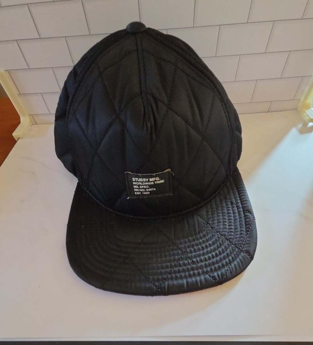 Stussy Quilted Snapback Hat Black Red Mil Spec OS/TU